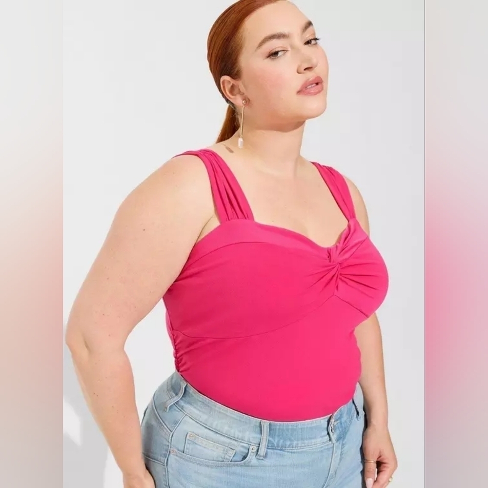 Torrid Studio Knit Twist Sweetheart Pink Peacock Top 2x Nwt New